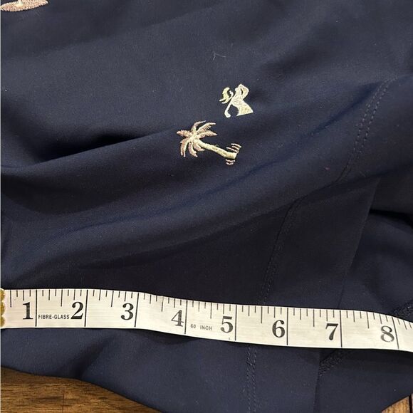 Coral Bay Golf Navy Shorts Embroidered Clubs Palm Tree Flat Front Size 14 - Picture 6 of 11